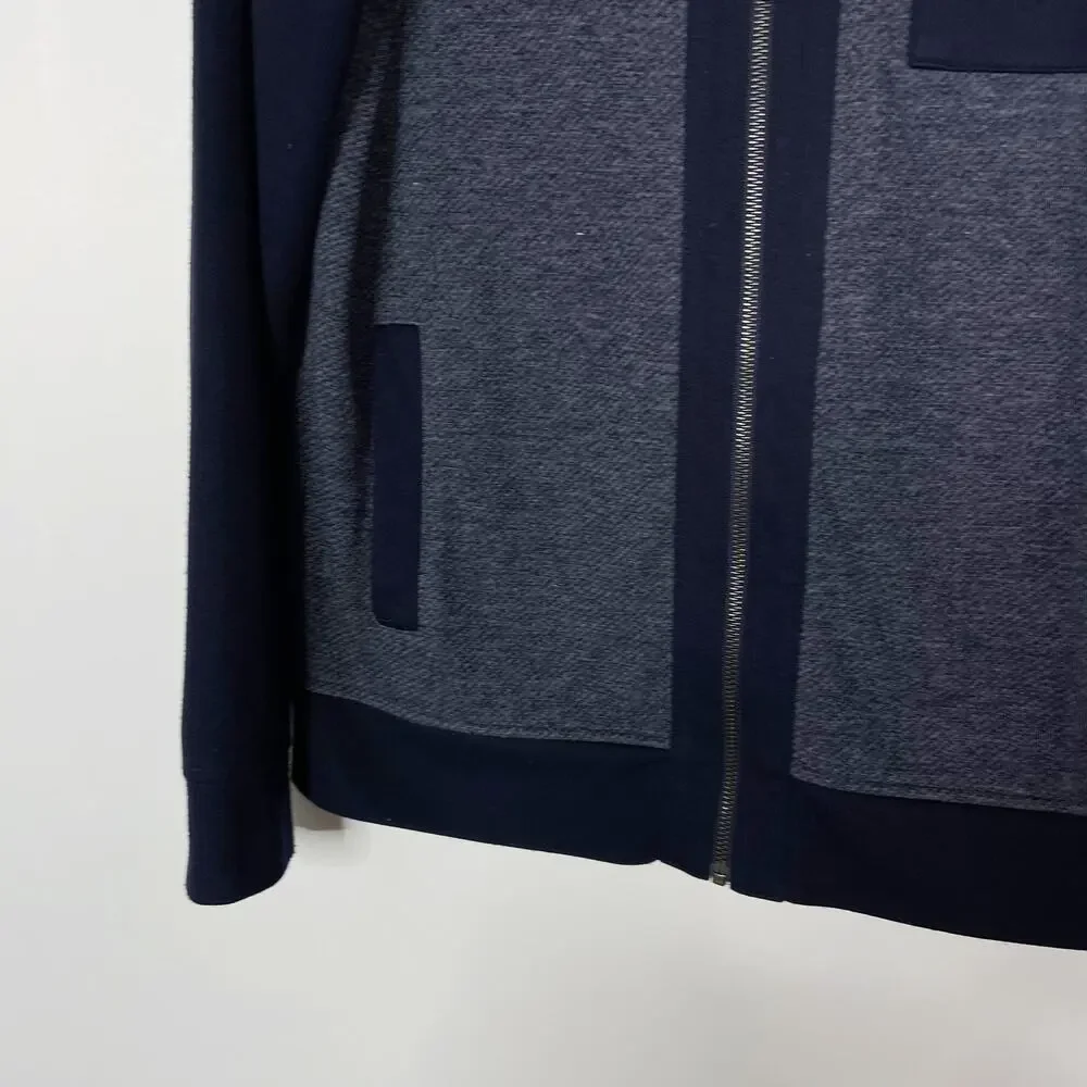 Banana Republic Mens Small S Navy Blue Heathered Full Zip Sweatshirt Pockets